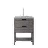 24" Gray Wood Freestanding Bathroom Vanity With White Sink And Two Drawers - HomeRoots - Flyclothing LLC