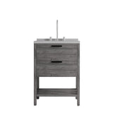 24" Gray Wood Freestanding Bathroom Vanity With White Sink And Two Drawers - HomeRoots - Flyclothing LLC