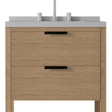 24" Brown Wood Freestanding Bathroom Vanity With White Sink And Two Drawers - HomeRoots - Flyclothing LLC