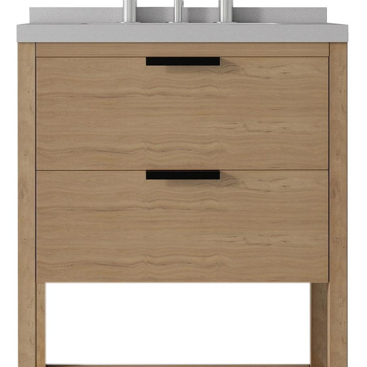24" Brown Wood Freestanding Bathroom Vanity With White Sink And Two Drawers - HomeRoots - Flyclothing LLC