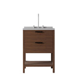 24" Brown Wood Freestanding Bathroom Vanity With White Sink And Two Drawers - HomeRoots - Flyclothing LLC