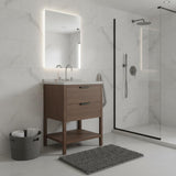24" Brown Wood Freestanding Bathroom Vanity With White Sink And Two Drawers - HomeRoots - Flyclothing LLC