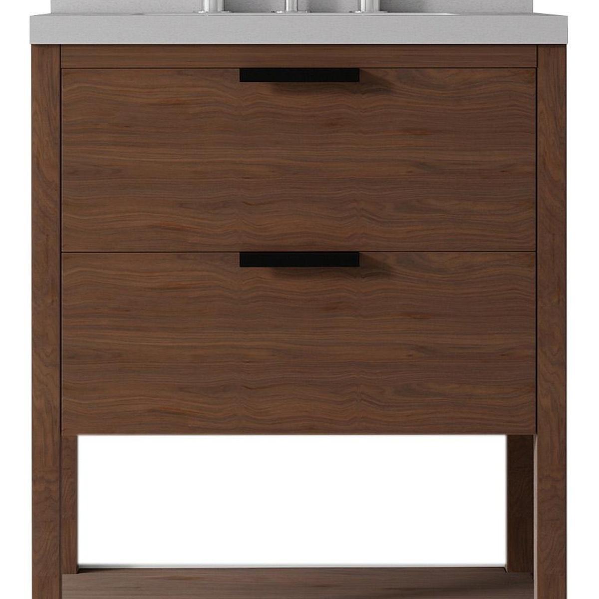 24" Brown Wood Freestanding Bathroom Vanity With White Sink And Two Drawers - HomeRoots - Flyclothing LLC
