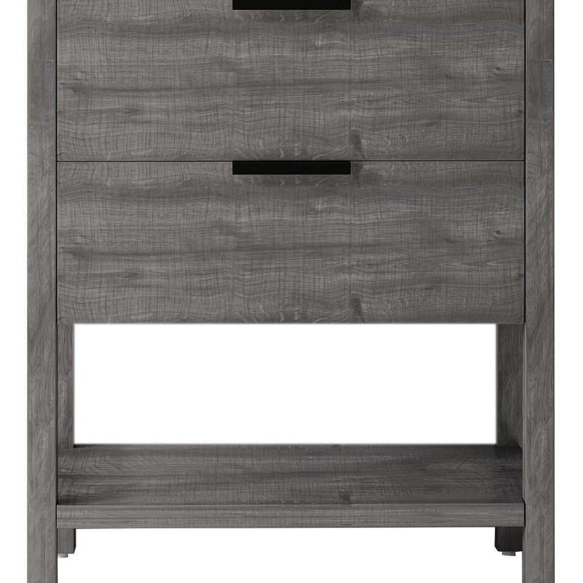 30" Gray Wood Freestanding Bathroom Vanity With White Sink And Two Drawers - HomeRoots - Flyclothing LLC