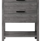 30" Gray Wood Freestanding Bathroom Vanity With White Sink And Two Drawers - HomeRoots - Flyclothing LLC
