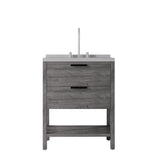 30" Gray Wood Freestanding Bathroom Vanity With White Sink And Two Drawers - HomeRoots - Flyclothing LLC