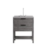 30" Gray Wood Freestanding Bathroom Vanity With White Sink And Two Drawers - HomeRoots - Flyclothing LLC