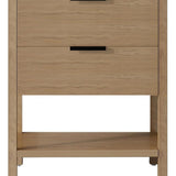 30" Brown Wood Freestanding Bathroom Vanity With White Sink And Two Drawers - HomeRoots - Flyclothing LLC