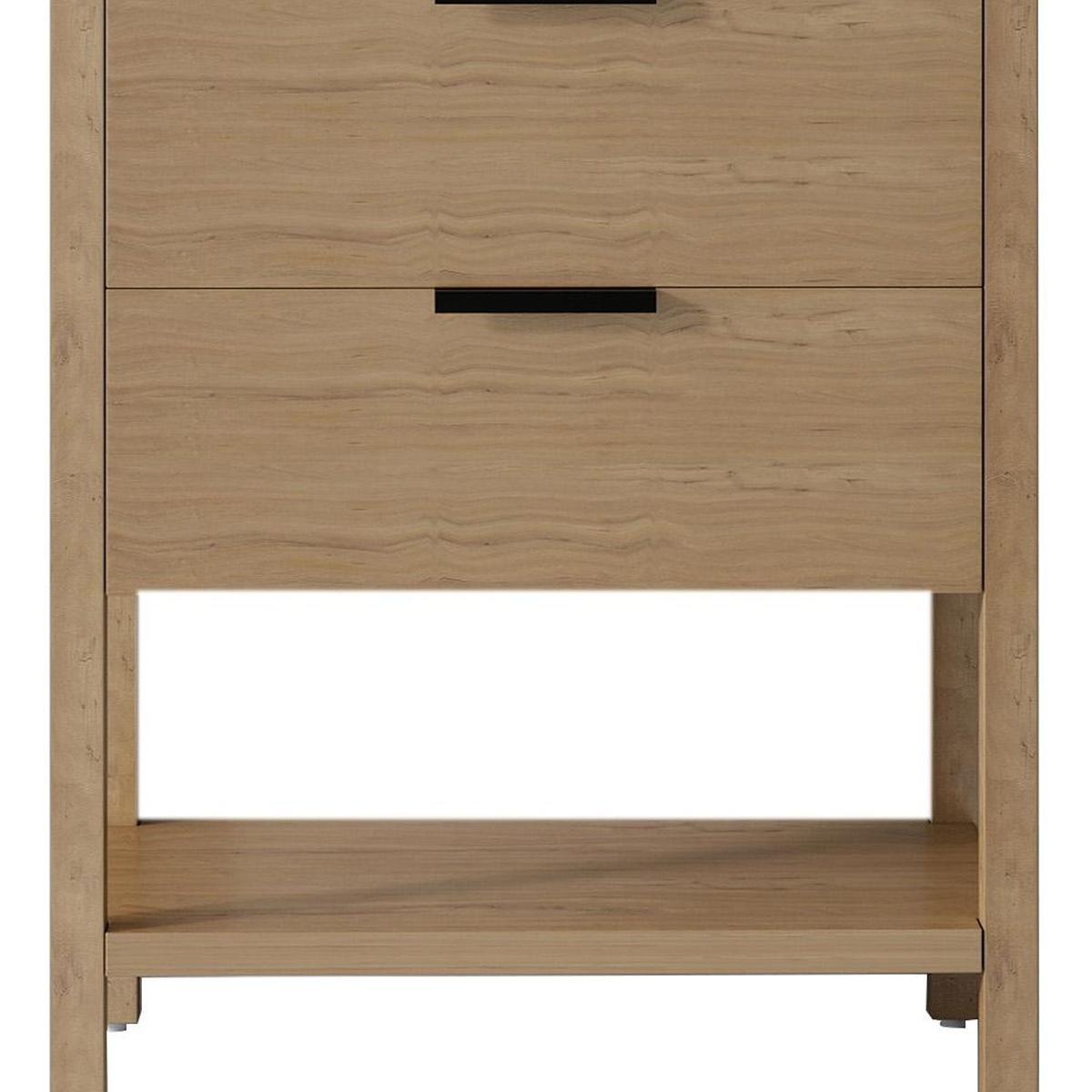 30" Brown Wood Freestanding Bathroom Vanity With White Sink And Two Drawers - HomeRoots - Flyclothing LLC