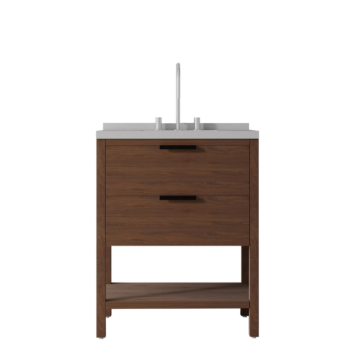 30" Brown Wood Freestanding Bathroom Vanity With White Sink And Two Drawers - HomeRoots - Flyclothing LLC