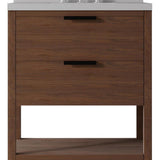 30" Brown Wood Freestanding Bathroom Vanity With White Sink And Two Drawers - HomeRoots - Flyclothing LLC