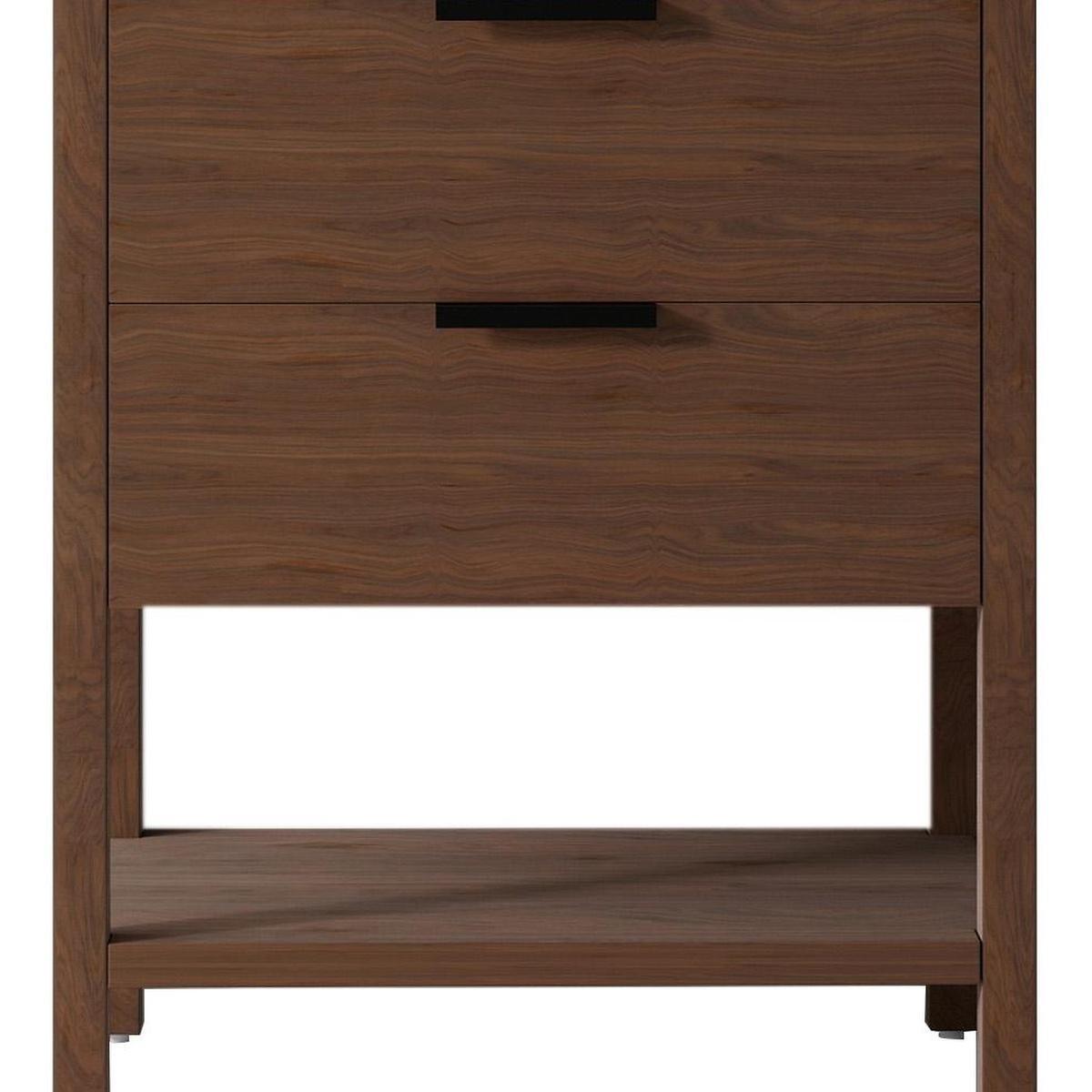 30" Brown Wood Freestanding Bathroom Vanity With White Sink And Two Drawers - HomeRoots - Flyclothing LLC