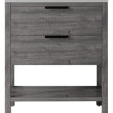 36" Gray Wood Freestanding Bathroom Vanity With White Sink And Two Drawers - HomeRoots - Flyclothing LLC