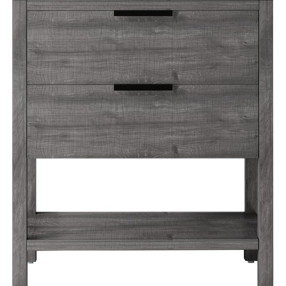36" Gray Wood Freestanding Bathroom Vanity With White Sink And Two Drawers - HomeRoots - Flyclothing LLC