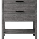 36" Gray Wood Freestanding Bathroom Vanity With White Sink And Two Drawers - HomeRoots - Flyclothing LLC