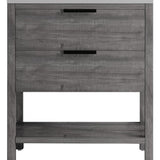 36" Gray Wood Freestanding Bathroom Vanity With White Sink And Two Drawers - HomeRoots - Flyclothing LLC