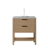 36" Brown Wood Freestanding Bathroom Vanity With White Sink And Two Drawers - HomeRoots - Flyclothing LLC