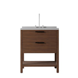 36" Brown Wood Freestanding Bathroom Vanity With White Sink And Two Drawers - HomeRoots - Flyclothing LLC