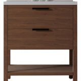 36" Brown Wood Freestanding Bathroom Vanity With White Sink And Two Drawers - HomeRoots - Flyclothing LLC