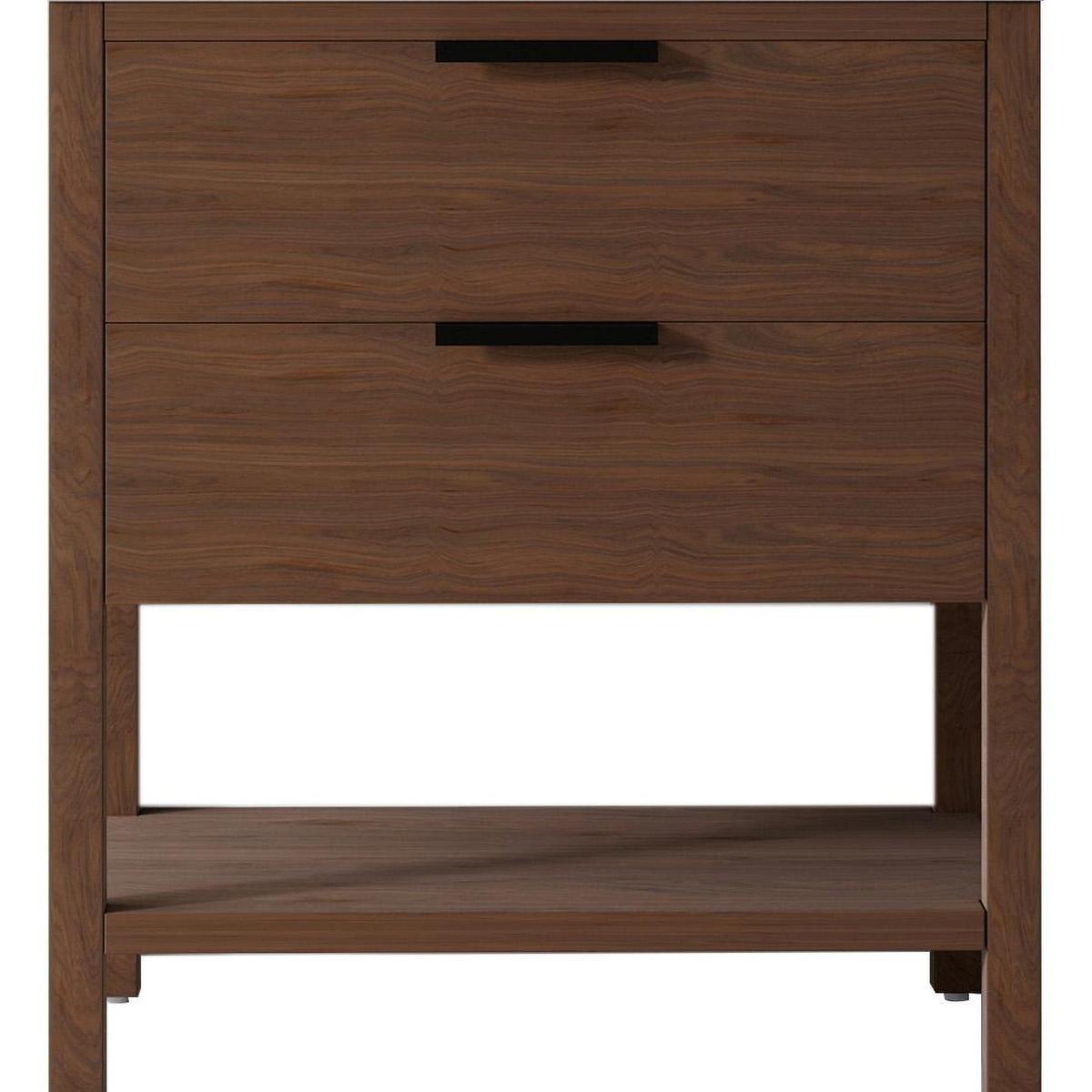 36" Brown Wood Freestanding Bathroom Vanity With White Sink And Two Drawers - HomeRoots - Flyclothing LLC
