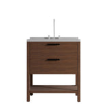 36" Brown Wood Freestanding Bathroom Vanity With White Sink And Two Drawers - HomeRoots - Flyclothing LLC