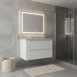30" White Wood Floating Bathroom Vanity With Sink And Two Drawers - HomeRoots - Flyclothing LLC