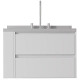 30" White Wood Floating Bathroom Vanity With Sink And Two Drawers - HomeRoots - Flyclothing LLC