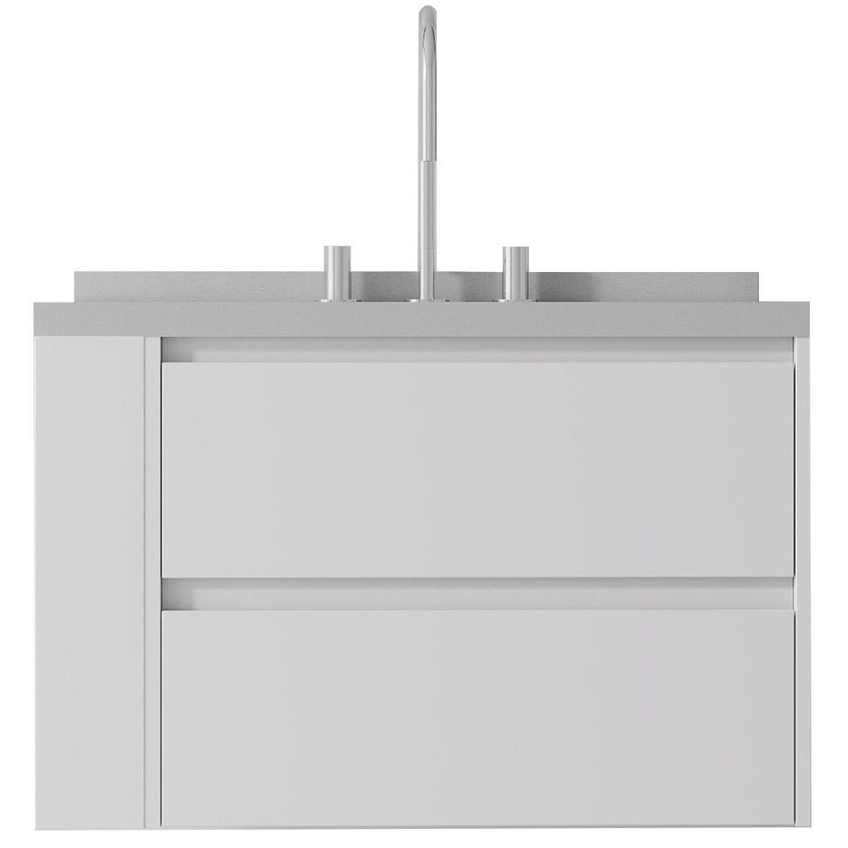 30" White Wood Floating Bathroom Vanity With Sink And Two Drawers - HomeRoots - Flyclothing LLC