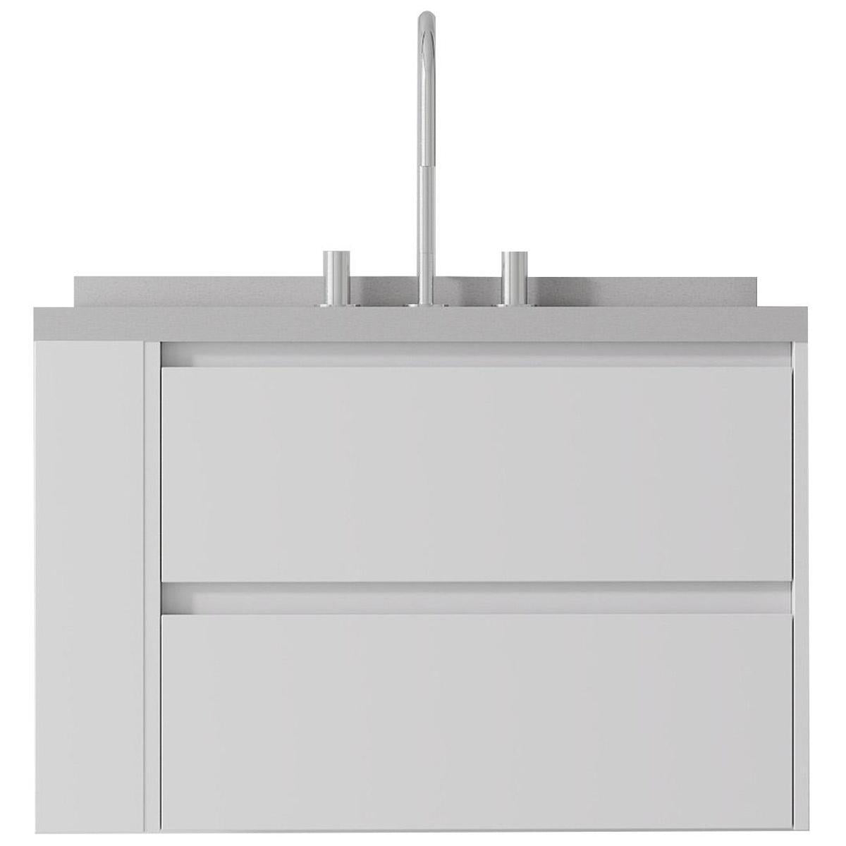 30" White Wood Floating Bathroom Vanity With Sink And Two Drawers - HomeRoots - Flyclothing LLC