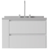 30" White Wood Floating Bathroom Vanity With Sink And Two Drawers - HomeRoots - Flyclothing LLC