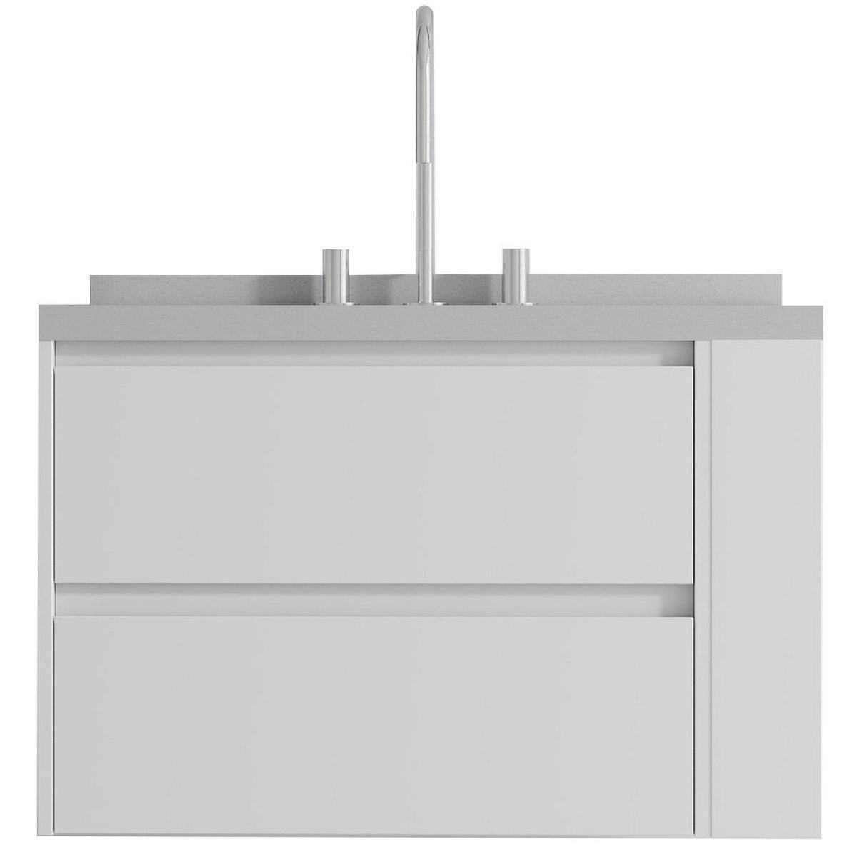 30" White Wood Floating Bathroom Vanity With Sink And Two Drawers - HomeRoots - Flyclothing LLC