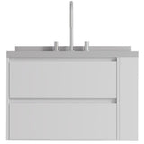 30" White Wood Floating Bathroom Vanity With Sink And Two Drawers - HomeRoots - Flyclothing LLC
