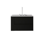 30" Black Wood Floating Bathroom Vanity With White Sink And Two Drawers - HomeRoots - Flyclothing LLC