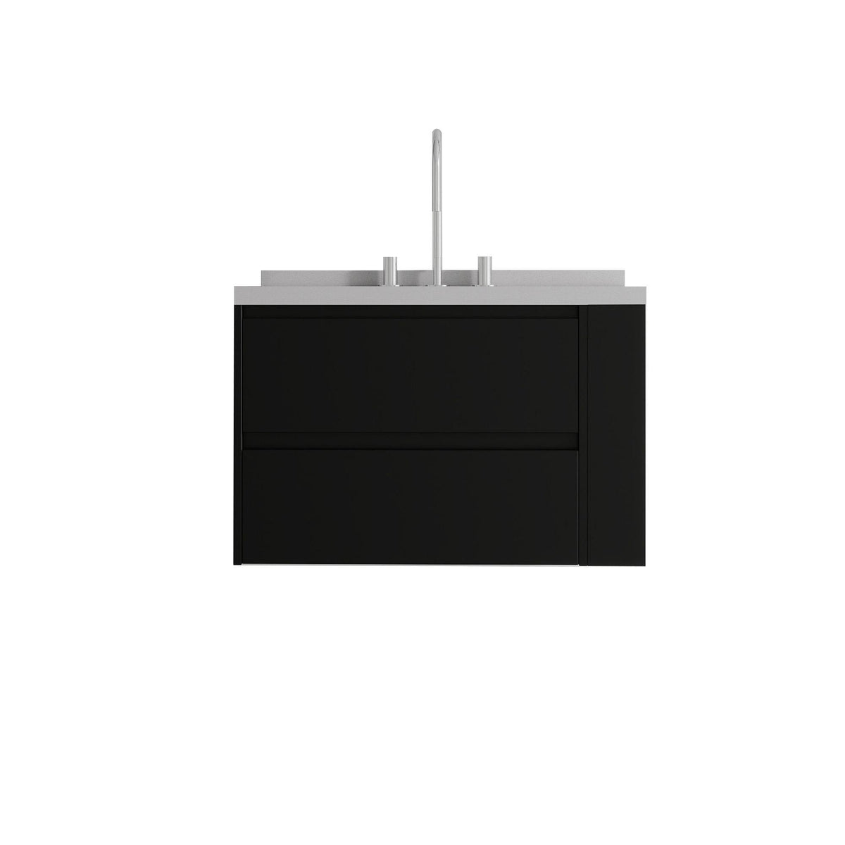 30" Black Wood Floating Bathroom Vanity With White Sink And Two Drawers - HomeRoots - Flyclothing LLC