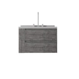 30" Gray Wood Floating Bathroom Vanity With White Sink And Two Drawers - HomeRoots - Flyclothing LLC