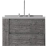 30" Gray Wood Floating Bathroom Vanity With White Sink And Two Drawers - HomeRoots - Flyclothing LLC
