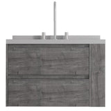 30" Gray Wood Floating Bathroom Vanity With White Sink And Two Drawers - HomeRoots - Flyclothing LLC