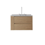 30" Brown Wood Floating Bathroom Vanity With White Sink And Two Drawers - HomeRoots - Flyclothing LLC