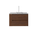 30" Brown Wood Floating Bathroom Vanity With White Sink And Two Drawers - HomeRoots - Flyclothing LLC