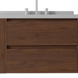 30" Brown Wood Floating Bathroom Vanity With White Sink And Two Drawers - HomeRoots - Flyclothing LLC