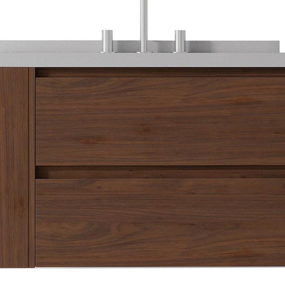 30" Brown Wood Floating Bathroom Vanity With White Sink And Two Drawers - HomeRoots - Flyclothing LLC