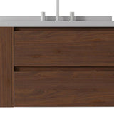 30" Brown Wood Floating Bathroom Vanity With White Sink And Two Drawers - HomeRoots - Flyclothing LLC