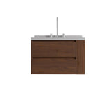 30" Brown Wood Floating Bathroom Vanity With White Sink And Two Drawers - HomeRoots - Flyclothing LLC