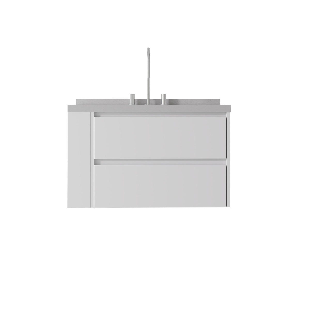 36" White Wood Floating Bathroom Vanity With Sink And Two Drawers - HomeRoots - Flyclothing LLC
