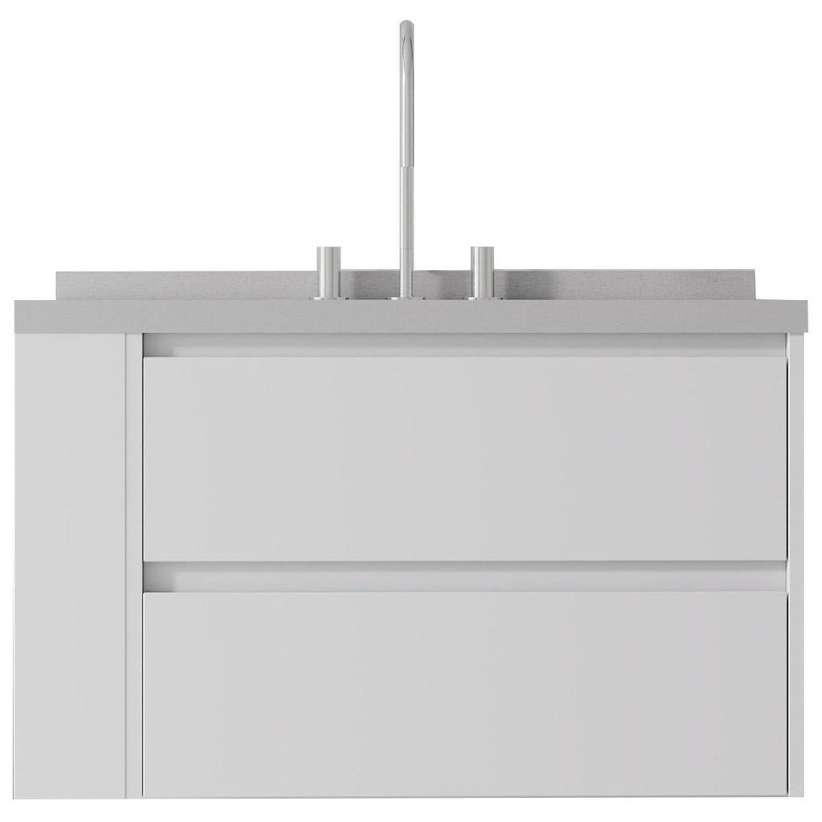 36" White Wood Floating Bathroom Vanity With Sink And Two Drawers - HomeRoots - Flyclothing LLC