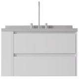 36" White Wood Floating Bathroom Vanity With Sink And Two Drawers - HomeRoots - Flyclothing LLC