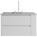 36" White Wood Floating Bathroom Vanity With Sink And Two Drawers - HomeRoots - Flyclothing LLC