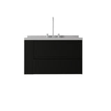 36" Black Wood Floating Bathroom Vanity With White Sink And Two Drawers - HomeRoots - Flyclothing LLC