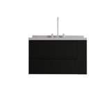 36" Black Wood Floating Bathroom Vanity With White Sink And Two Drawers - HomeRoots - Flyclothing LLC