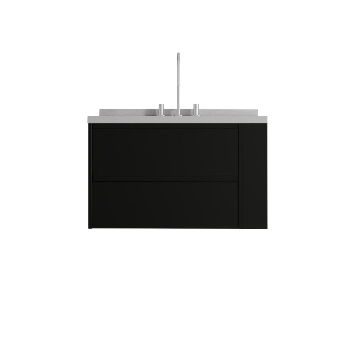 36" Black Wood Floating Bathroom Vanity With White Sink And Two Drawers - HomeRoots - Flyclothing LLC